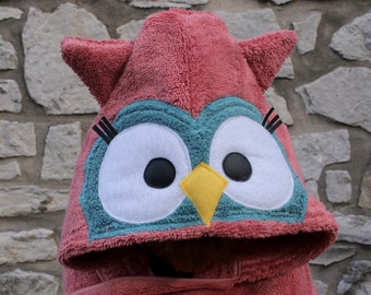 Owl Hooded Bath Towel for Kids and Baby - Personalized option available