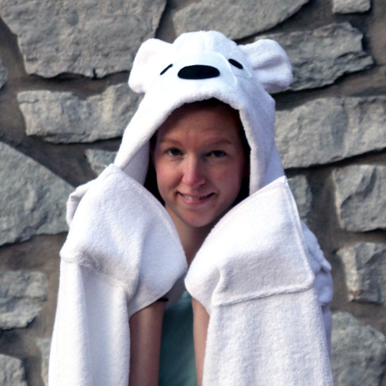Polar Bear Hooded Towel for Adults / XL Hooded Towels / - Etsy