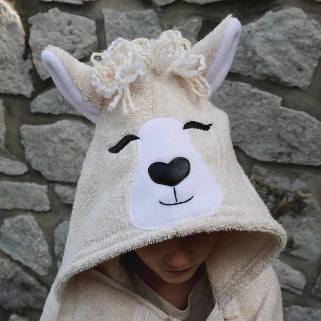 Llama Hooded Bath Towel for Kids and Babies Personalization