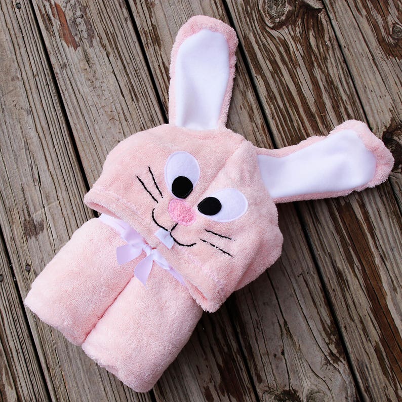 Bunny Hooded Towel for Teens Easter Gift Bunny Towel Easter Bunny Pink Bunny Valentines Day Gift Personalized Gift Teen Gift