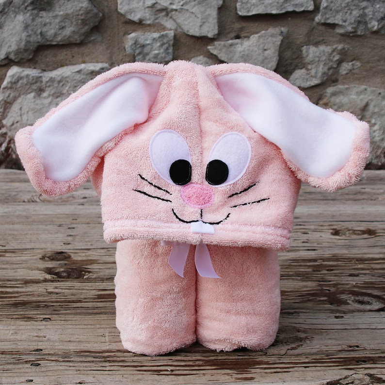Bunny Hooded Towel for Teens Easter Gift Bunny Towel Easter Bunny Pink Bunny Valentines Day Gift Personalized Gift Teen Gift