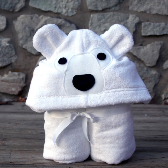 Polar Bear Hooded Towel for Adults / XL Hooded Towels / Personalized Gift /  Arctic Animals 