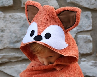 Fox Hooded Bath Towel for Kids and Babies - Personalized Option Available