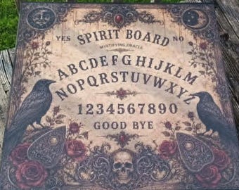Custom Spirit Board Raven Roses Ouija Side End Table Halloween Goth Decor Gift Idea Wiccan Decor