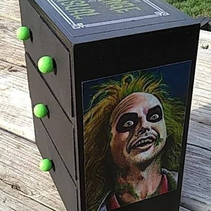 Custom Made Beetlejuice Lydia 4 Drawer Mini Jewelry Chest Goth Strange and Unusual Desk Vanity Storage Great Gift Idea