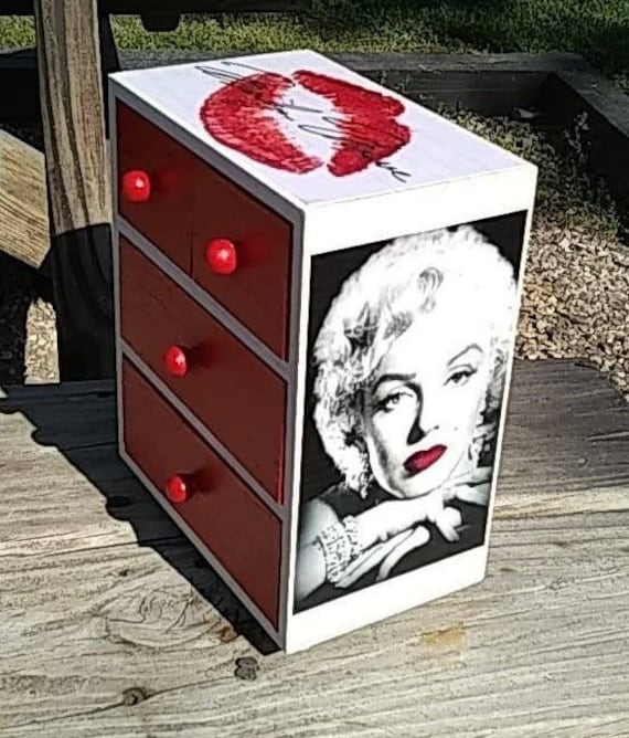 Custom Marilyn Monroe Mini 4 Drawer Jewelry Chest Diva Glamour