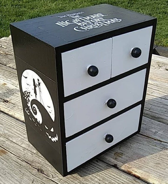 Custom Made Your Choice Jack and Sally 4 Drawer Mini Jewelry Chest Goth  Black White Desk Vanity Storage Great Gift Idea - Etsy