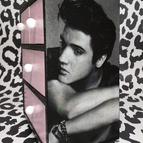 Custom Made Elvis Presley Pink Cadillac Mini 4 Drawer Jewelry Chest Black Pink White Rock N Roll King