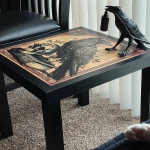 Custom Made Raven Skull Spirit Board Ouija Side End Table Goth Decor Gift Idea Wiccan Decor