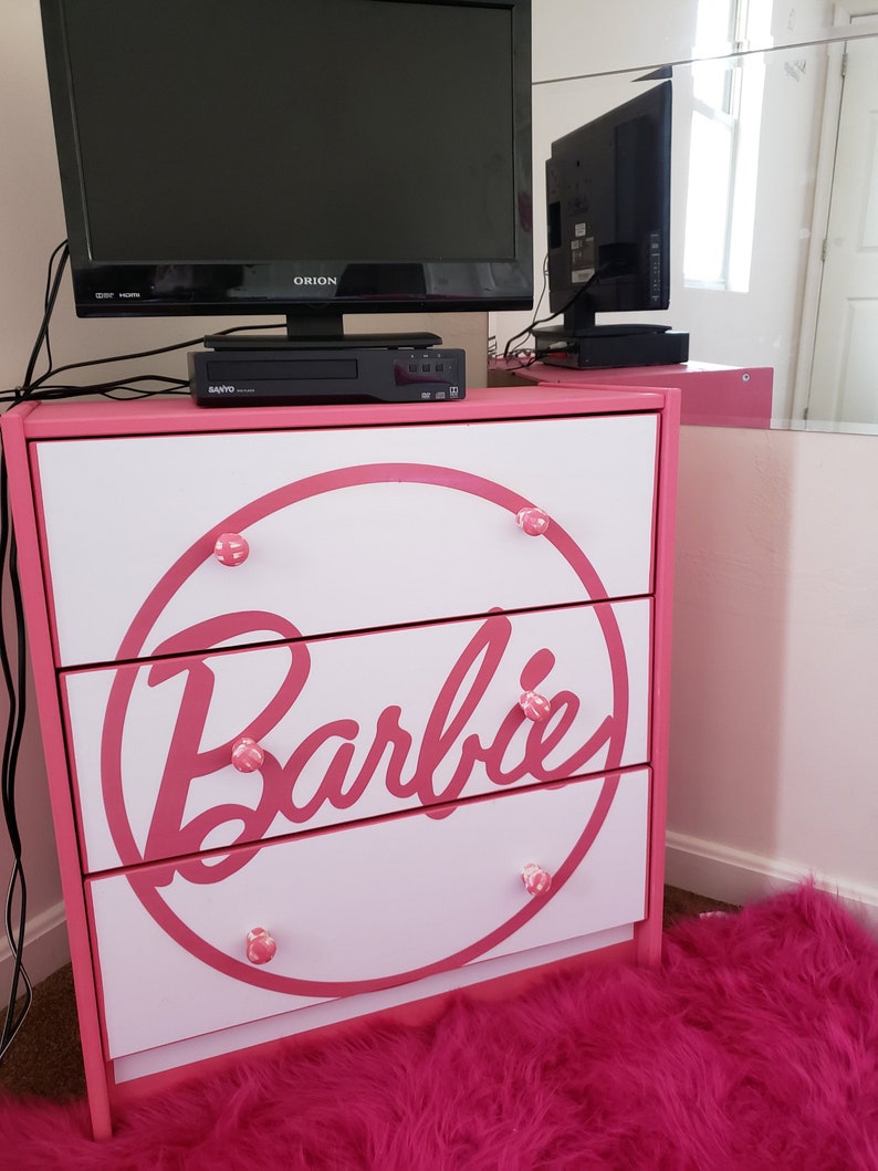 Custom Barbie Pink 3 Drawer Chest Nightstand Girls Room Decor Etsy