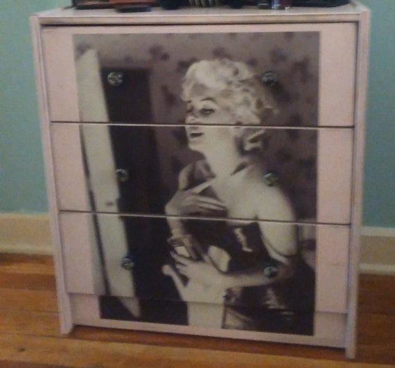 Sugar Coated New Custom Made Marilyn Monroe James Dean 3 Drawer Chest Nightstand Bedroom Living Room Foyer Dorm Room Decor Storage Glam