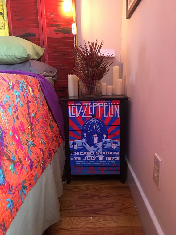 Sugar Coated Custom Made Led Zeppelin Classic Rock N Roll 1 Drawer Cabinet Nightstand Different Colors Furniture Art Unique Room Decor