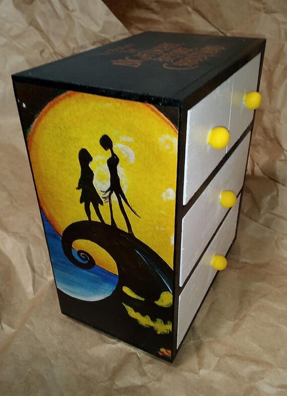 Custom Made Your Choice Jack and Sally 4 Drawer Mini Jewelry Chest Goth  Black White Desk Vanity Storage Great Gift Idea - Etsy