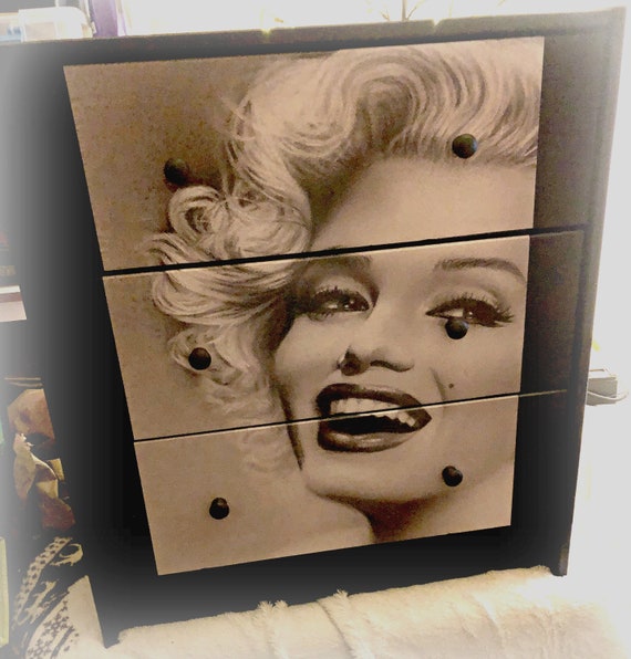 Sugar Coated New Custom Made Marilyn Monroe James Dean 3 Drawer Chest Nightstand Bedroom Living Room Foyer Dorm Room Decor Storage Glam