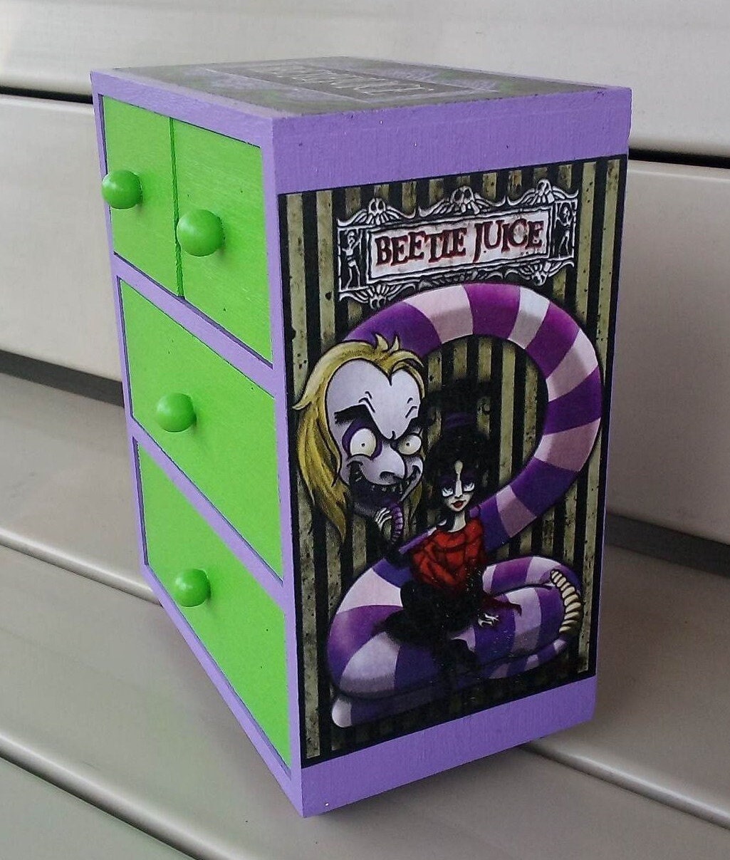 Custom Made Beetlejuice Lydia 4 Drawer Mini Jewelry Chest Goth