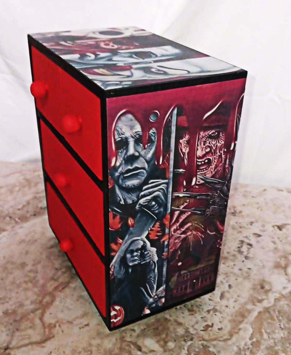 Custom Made Horror Icons Mini 4 Drawer Jewelry Chest Goth Halloween ...