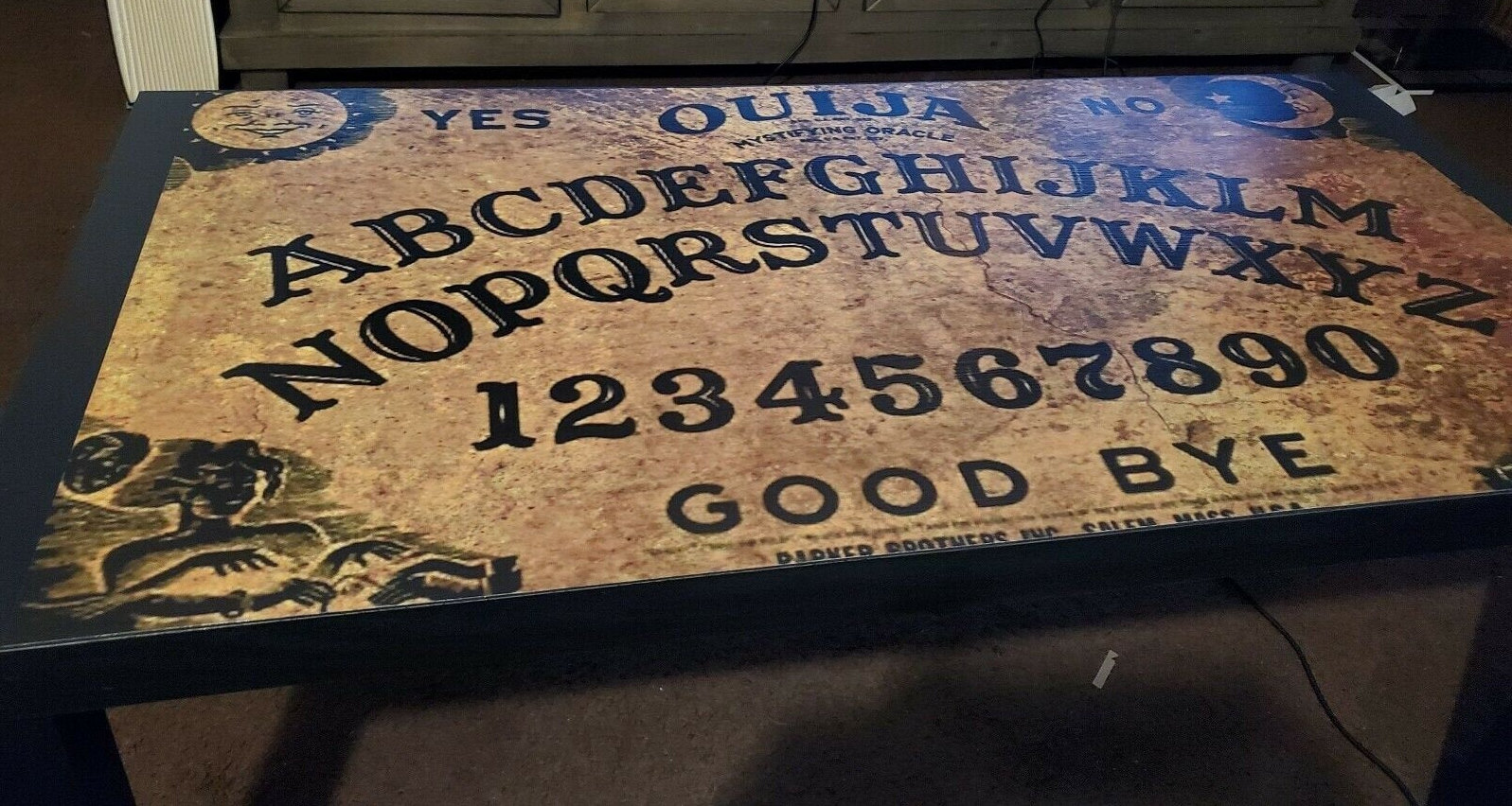 Custom Made Ouija Spirit Board Side End Table New Gothic Wiccan Halloween Decor  