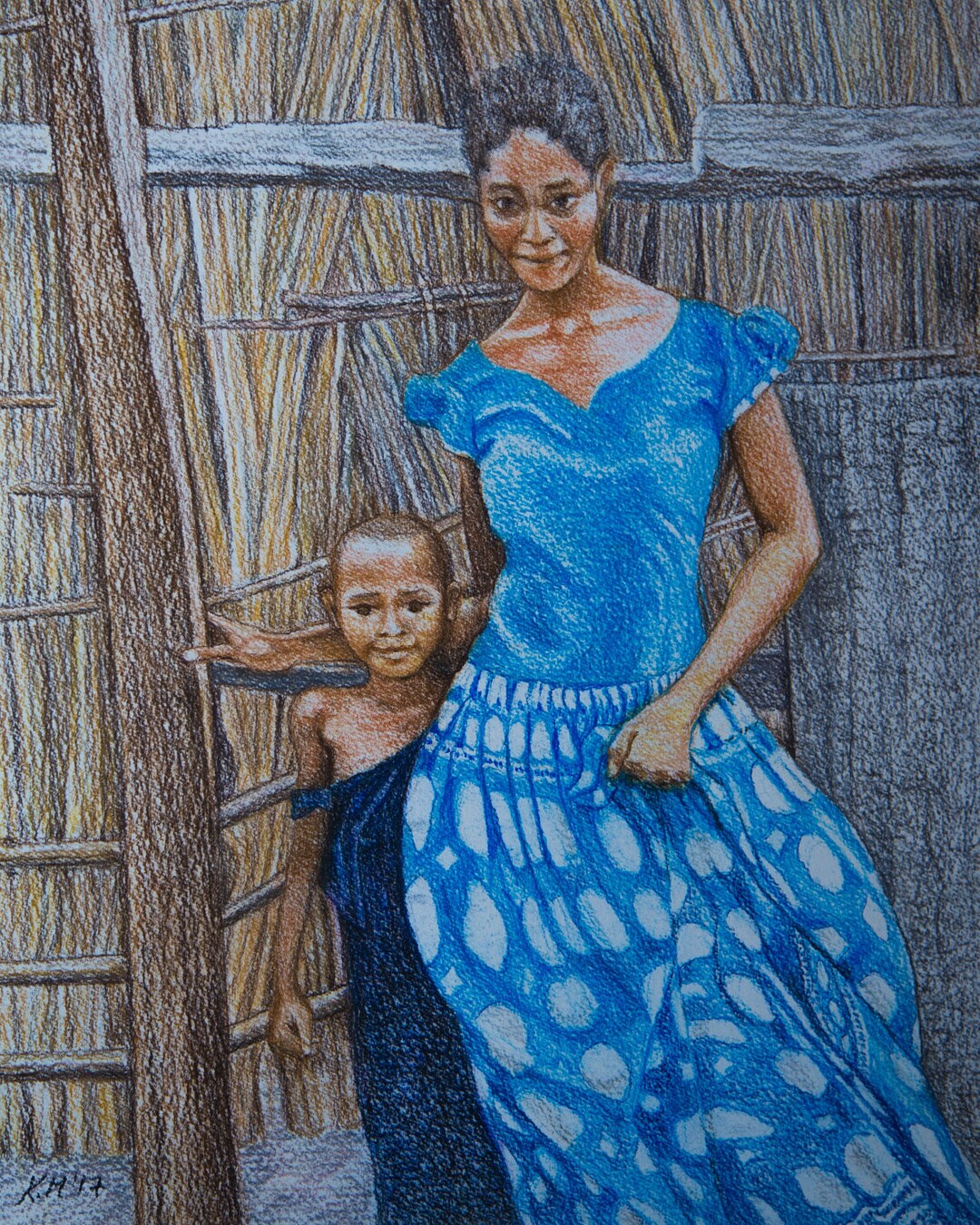African Figure Painting of Young Woman and Child Tanzania Etsy UK