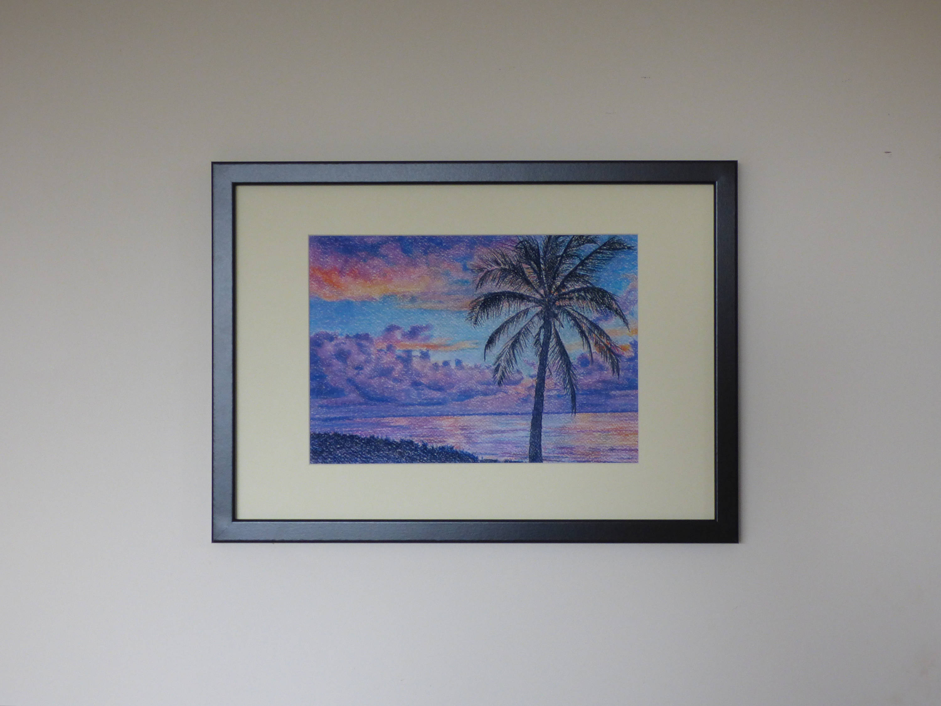 Framed Palm Tree, Tropical Coast Print, Ocean Art, Framed Sunrise Art