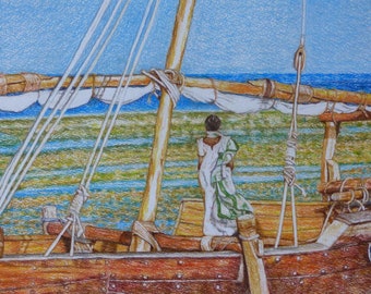 ザンジバル帆船風景画 油彩 ザンジバルのビーチのオリジナル油絵 - Etsy 日本