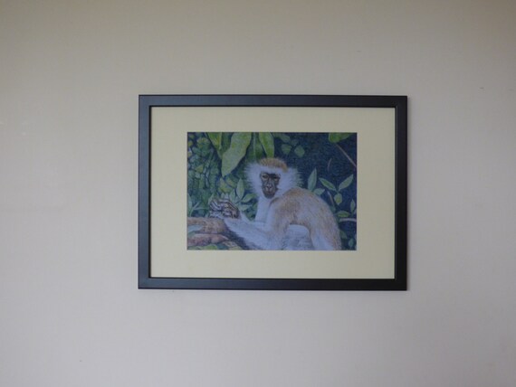 Framed Monkey Print Jungle Artwork African Wildlife Ready | Etsy
