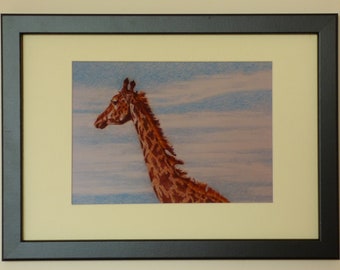 Giraffe Portrait Print, African Wildlife, Framed Animal Art, Giraffe Gift, Africa Artwork, Wildlife Art, Framed Giraffe, Original Art Print