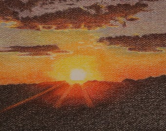 油彩原画 カンボジアの森の夕日　F 6号 il_340x270.1202696935_2yw1.jpg