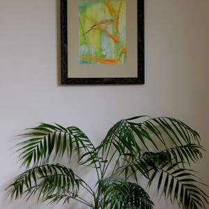 African Sunbird With Tropical Flowers, Original Painting, Tropical Bird Painting, Flowers and Raindrop, Tropical Birdlife, Original Artwork image 9