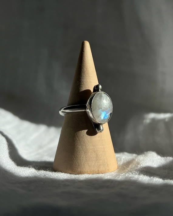 White Labradorite Ring in Sterling Silver – Handmade Jewelry