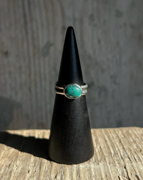 Anello con Turchese tibetano - Misura 15