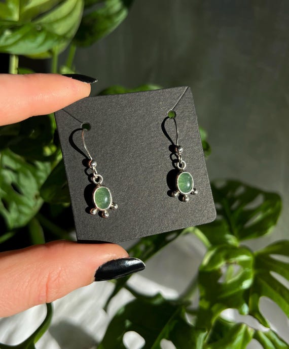 Earrings with Green Aventurine in 925 Sterling Silver – Handmade Jewelry