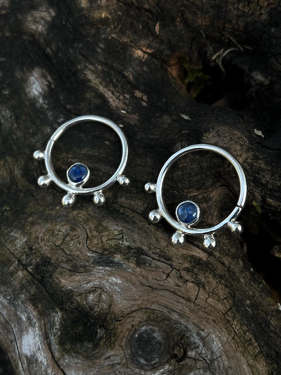 Kyanite Ear Weights for Stretched Lobes in Sterling Silver – Handmade Jewelry