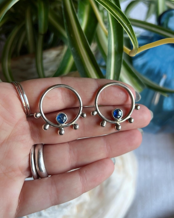 Kyanite Ear Weights for Stretched Lobes in Sterling Silver – Handmade Jewelry