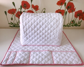 Sewing machine cover, Brother, Jenome, Singer, Sewing Embroidery Machine dust Cover and Mat, Pre-quilted fabric, Embroidery machine cover