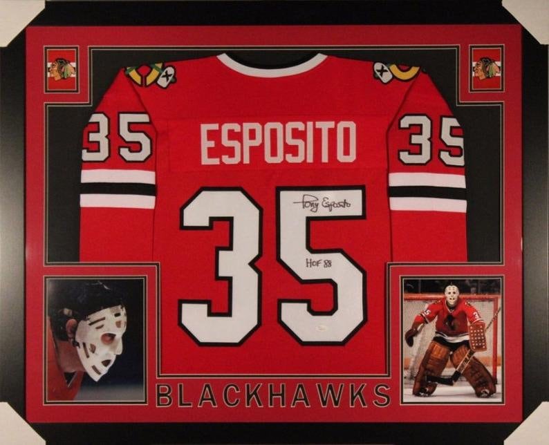 Chris Chelios Autographed and Framed Black Blackhawks Jersey