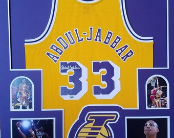 Kareem Abdul-Jabbar Signed Lakers Custom Framed Cut Display with