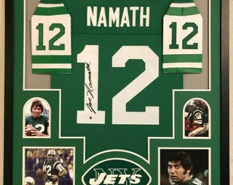 Joe Namath Autographed Signed Framed New York Jets Jersey BECKETT
