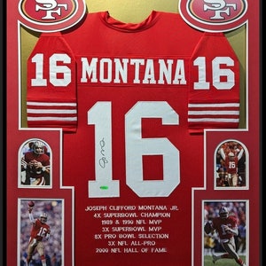 Joe Montana Autographed Signed Framed San Francisco 49ers STAT Jersey JSA