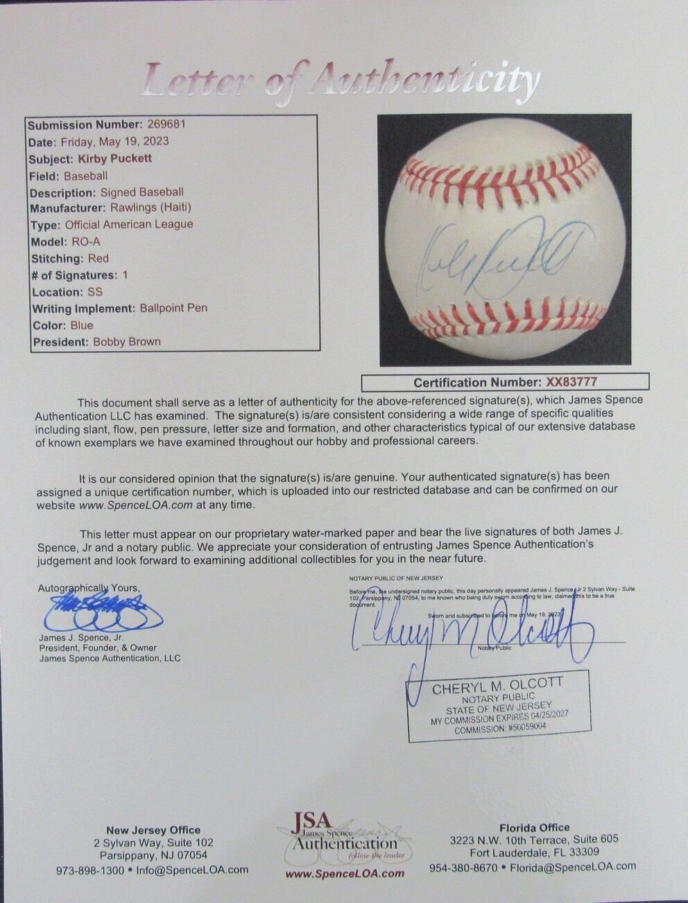 Tony Oliva Autograph Signed 8 X 10 Photo JSA Minnesota Twins