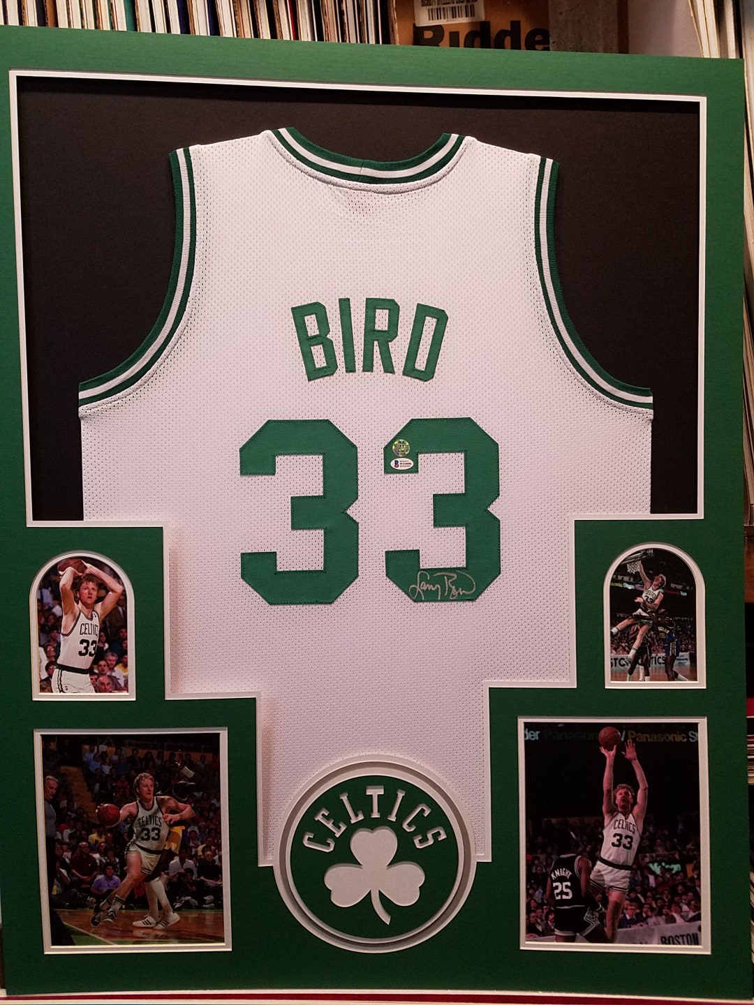Larry Bird Boston Celtics Deluxe Framed Autographed Green Mitchell & Ness  Authentic Jersey