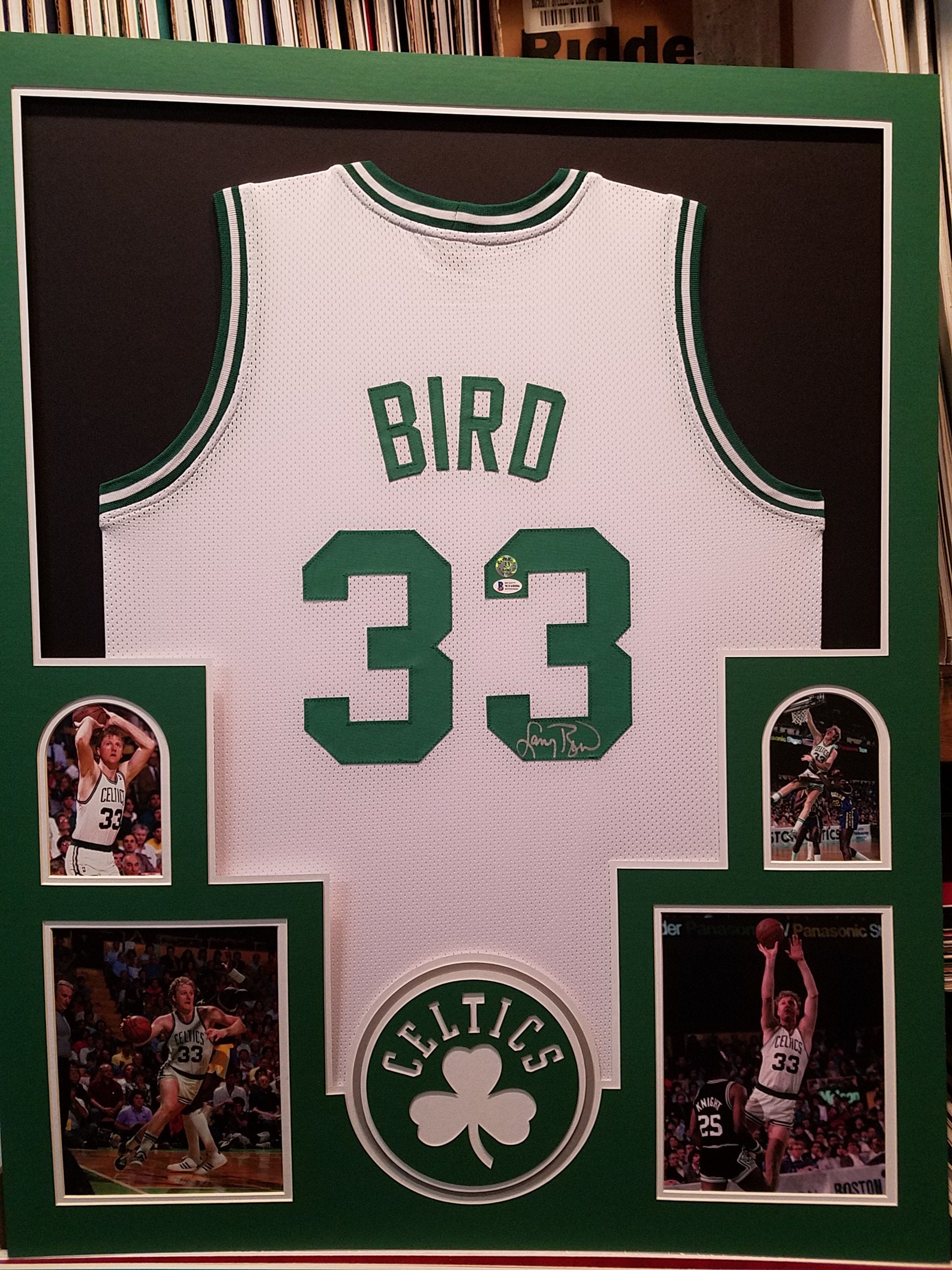 Larry Bird Autographed and Framed White Boston Celtics Jersey