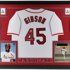 Bob Gibson encadré dédicacé signé St. Louis Cardinals Jersey JSA