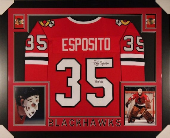 Tony Esposito Signed Autographed Framed Chicago Blackhawks Red