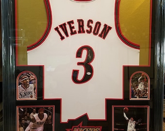 Allen Iverson Autographed Signed Framed Philadelphia 76ers Jersey JSA