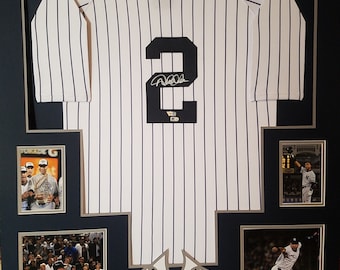 Derek Jeter Custom Framed Yankees Jersey Display with (2) Official 1996 &  1998 World Series Pins