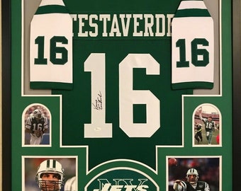 Vinny Testaverde Autographed Signed Framed New York Jets Jersey JSA