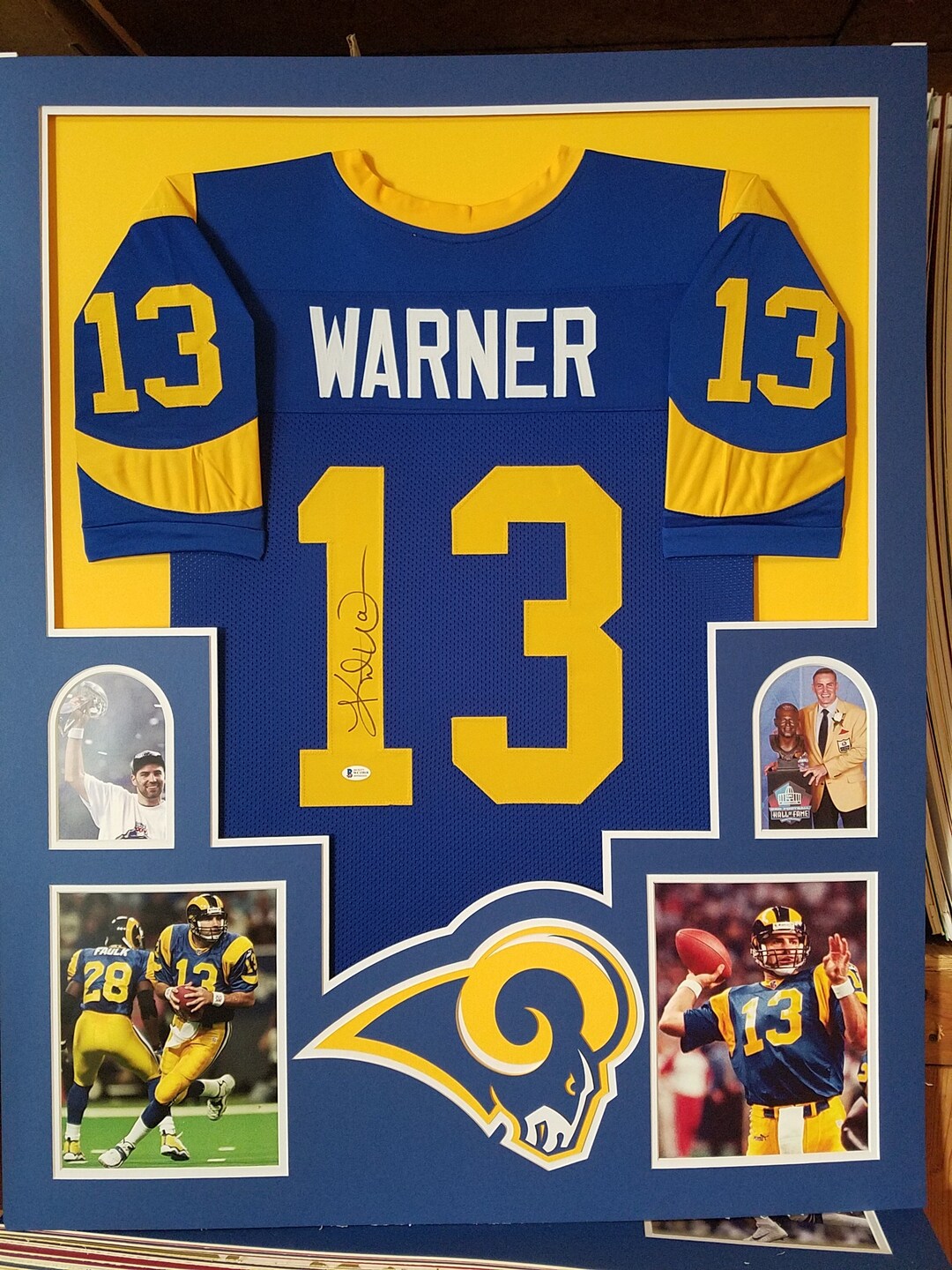 Kurt Warner Autographed Signed Framed St. Louis Rams Jersey