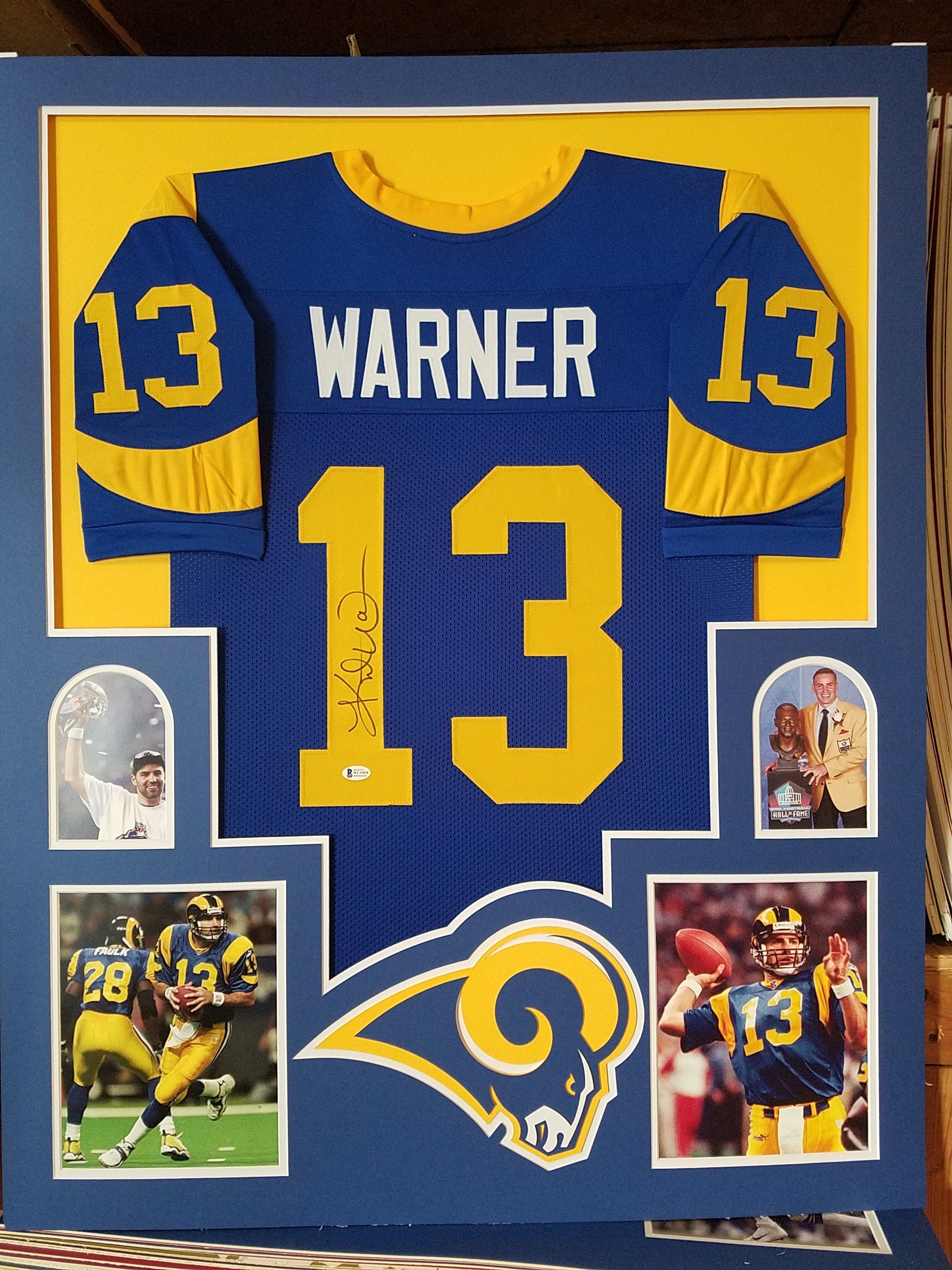 Kurt Warner Autographed Signed Framed St. Louis Rams Jersey -   Israel