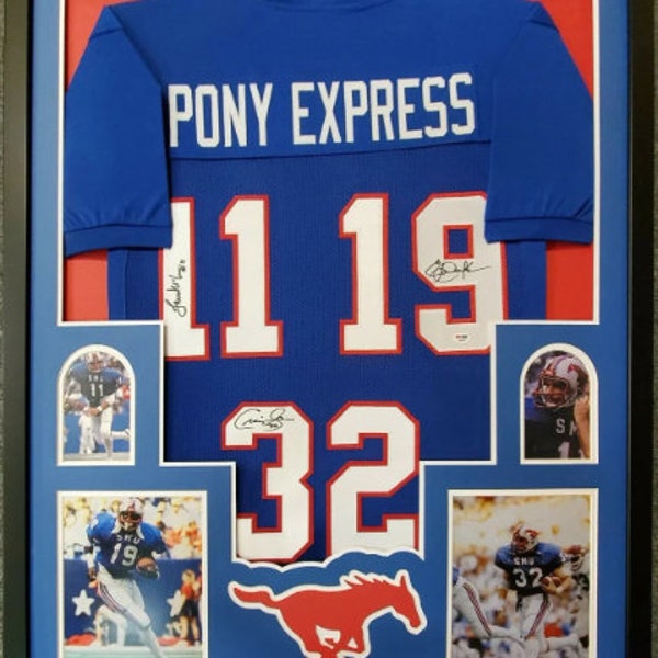 Eric Dickerson Autographed Signed Framed SMU Mustangs Jersey JSA