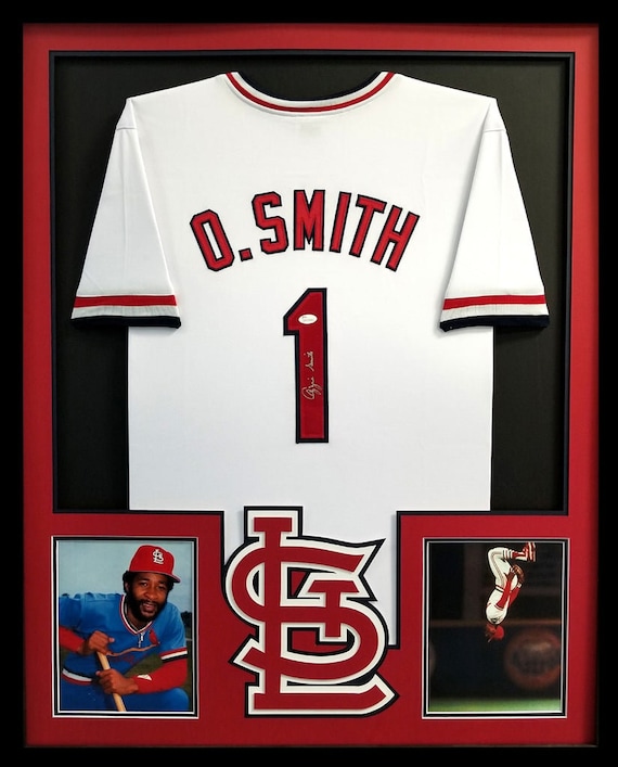 OZZIE SMITH AUTOGRAPHED HAND SIGNED CUSTOM FRAMED ST LOUIS CARDINALS JERSEY